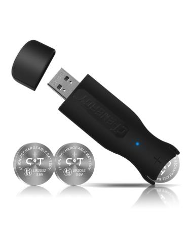 USB Li-Ion Coin Button Cells Charger with 2pcs of Rechargeable 2032 Battery Widely Charge LIR2032 LIR2016 and LIR2025