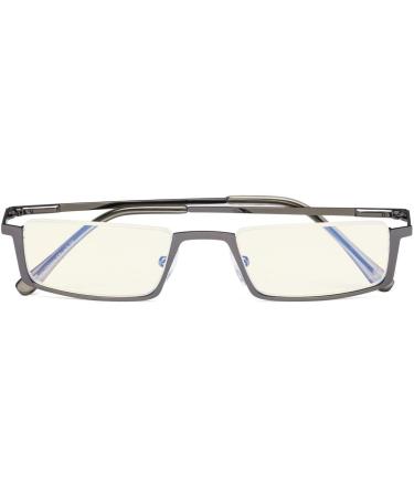 Eyekeper Blue Light Filter Reading Glasses - UV420 Protection Semicircular Design +2.50 Magnification Metallic Blue-Gray Frame - Buy Online on GoSupps.com