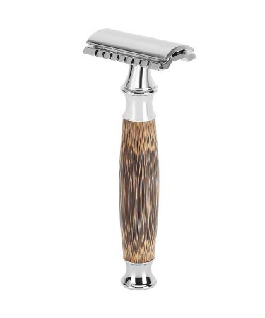 SWOQ Easy to Use Beard Shaver with Bamboo Handle Manual Razor for Men Body Hair