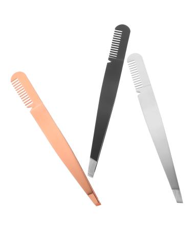 Doitool 3 pieces 2 1 Mexican cake decorations Forming tweezers Ey brow brush 2-in-1 tweezers comb eyebrow pink hair removal eyebrow brush clip