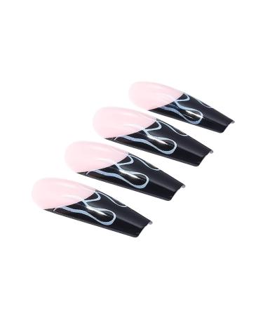 Brishow French Press On Nails - 24 Pink & Black Artificial Nails for Women & Girls - Long Easy Stick-On Design - Buy Online on GoSupps.com