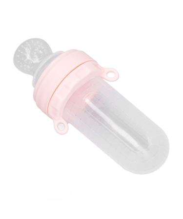 Silicone-baby tooth pacifier squeezing spoon silicone-baby fruit feeder dispenser leak-proof suffocated suffocation dust protection for daily use for toddlers (pink)