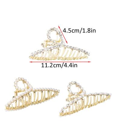 SDFF 3-Piece Metal Gold Claw Clips - Strong Hair Grippers for Women & Girls with Thick Hair | Stylish & Slippery Hairpins - Buy Online on GoSupps.com