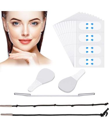 283 Pieces Face Lift Tape and Stickers Set 240 Face Lifting Stickers 40 Neck and Eye Lift Tapes Invisible Adhesive Lifting Patches Face Quick Lifting Bands with 3 Lifting Ropes for Women Face Beauty