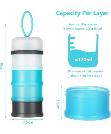 Vicloon Baby Milk Powder Dispenser - 4 Layer Portable Container for Kids - Stackable Snack Storage - Gray & Blue - Buy Online on GoSupps.com