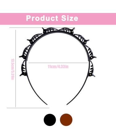 Double Bangs Hairstyle Hairpin 2pcs Hairpin Headbands Twist and Clip Headband/Korean Braided Headband/Hairpin Hair Band/DIY Hairband Non-slip/Double Layer Twist Plait Headband for Women Girls Black Brown - Buy Online on GoSupps.com