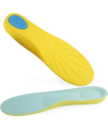 Memory Foam Sports Shoe Inserts - Arch Support Insoles for Women, Men, Kids - Yellow/Light Blue - Size M (Men's 6-9/Women 7-11) - Buy Online on GoSupps.com
