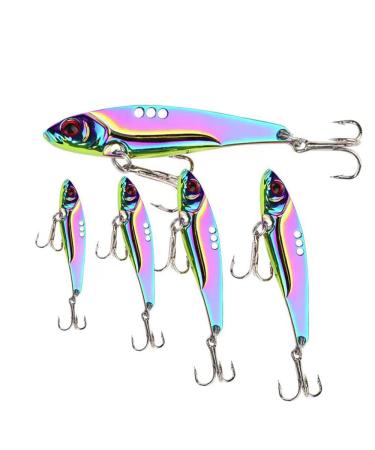 5 Pcs Metal Jig Jigging Spoon Lures, Spoon Fishing Lures with Double Sharp Treble Hooks,as Fishing Baits and Jigging Lures for Trout,Bass,Salmon etc
