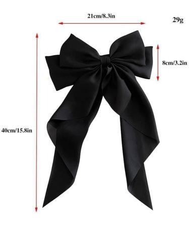 Silky Satin Bowknot Clips for Girls Women Black Red Bow Clips Large Hair Bows Accessories for Women Girls Hair Bow Ribbons for Hair 2 Pack - Buy Online on GoSupps.com