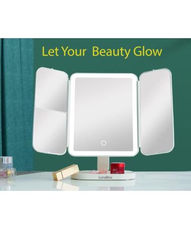 Rechargeable Makeup Mirror with Lights - LunaBox Vanity Mirror with 3X/5X Magnification and 3 Light Modes (White) - Buy Online on GoSupps.com