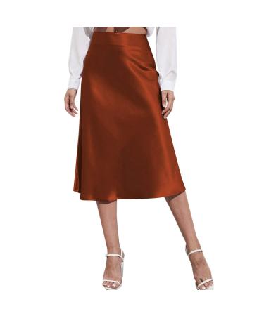 Women's skirts chiffon maxirock winter boho Light pants skirt winter skirt A-line casual rock extended button skirt ladies-ruffled skirt midi winter skirt fold rock brown s