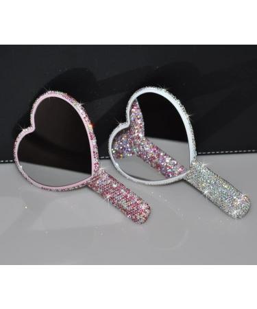 Wowagoga Sparkling Rhinestone Heart Shaped Handheld Mirror - White - Buy Online on GoSupps.com