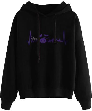 Halloween Women's Hoodie Pullover Tops Long Sleeve Sweatshirts Graphic Gothic Autumn Shirt Medieval Costumes Black Large - Buy Online on GoSupps.com