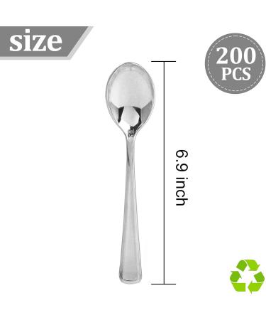 Liacere 200PCS Silver Disposable Spoons - Heavy Duty Silver Dessert Spoons for Wedding & Party - 6.7inch - Buy Online on GoSupps.com