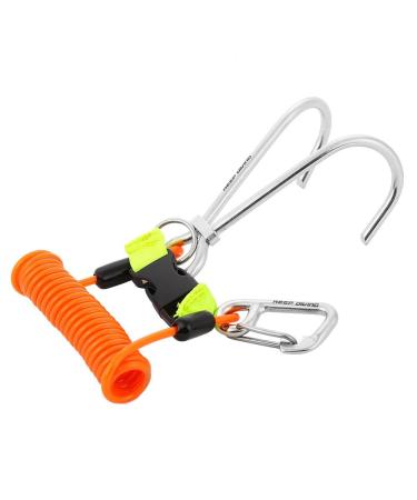 VGEBY Diving Reef Hook, Stainless Steel Reef Double Hook with Spiral Coil Lanyard as picture shown
