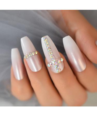 Wrong Nail Pearl Pink Press On Nails Super Long Ballerina D nn gel | Ombre Fake Artificial Fingernails for Instant Glam - Buy Online on GoSupps.com