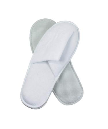 World Amenities | 10 Pairs | Premium Spa Slippers Bulk Unisex | Closed Toe, Individually Wrapped | Hotel Slippers Travel Amenities Ultra Soft, Disposable Guest Slippers - White