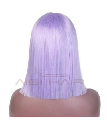 HBINGBING Purple Short Straight Lace Front Wig | Synthetic Middle Part Bob Wig for Women - Natural Look & Comfort - Buy Online on GoSupps.com