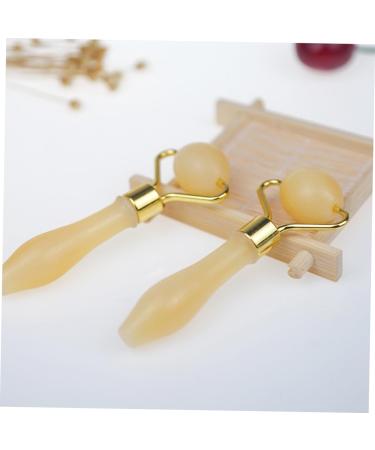 FRCOLOR 2pcs Jade Skincare Roller & Ice Globe Set - Cold Hot Massage Tools for Facials - Yellow Facial Accessories for Glowing Skin - Buy Online on GoSupps.com