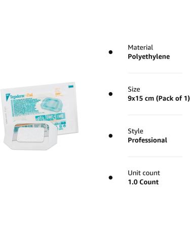 TEGADERM Plus +PAD 3M Film Dressing 9cm x 15cm x1 - Transparent/Waterproof - Non-Adherent Pad 9x15 cm - Buy Online on GoSupps.com