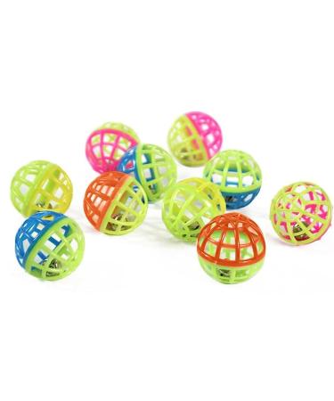Lucaro 8 x Pet plastic Interractive balls jingle bell indoor/outdoor cats dogs kittens puppy birds .Assorted bright colours to catch and chase