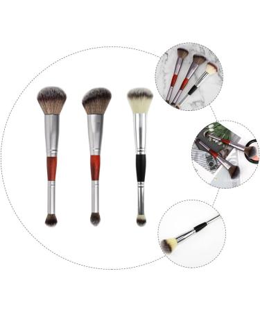 Hemoton 3pcs Double-ended Makeup Brush Blush Brush Cosmetic Supplies Makeup Blush Make up Kit Wooden Handle - Buy Online on GoSupps.com