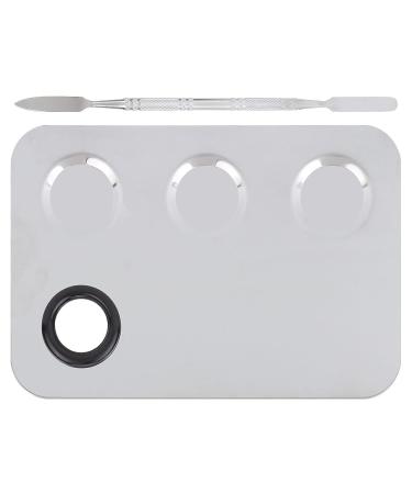 Professional Stainless Steel Cosmetic Mixing Plate | Rectangular Makeup Palette with Spatula | Smooth Pigment Blending Tool - Buy Online on GoSupps.com