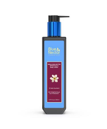 Blue Nectar Cocoa Butter Nargis Brightening Body Sunscreen Lotion with SPF 30 PA ++ - No Parabens  Silicones  Mineral Oil  Color (10 Herbs  6.76 oz)