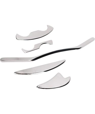 Verdant Touch Stainless Steel Gua Sha Massage Tool Set - 5 Pieces for Muscle Pain Relief & Body Wellness - Buy Online on GoSupps.com