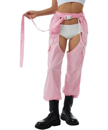 Women's High Rise Reflective Cargo Sweatpants in Pink - Size Medium - Buy Online on GoSupps.com