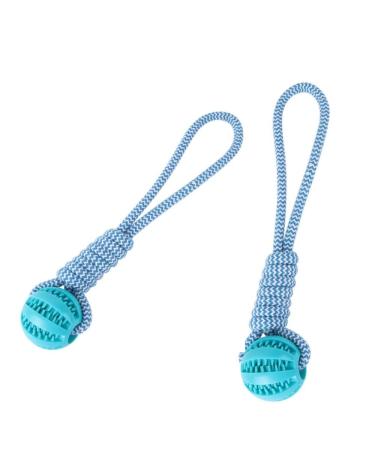 Lusacy 2 pieces of dog ball with cord dog toy ball with rope throwing toys dog rubber dog ball indestructible 6cm cotton stuff for large small dog dental care catch tug