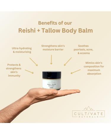 Reishi Tallow Body Balm 2 oz | Organic Non-Toxic Paleo Friendly Skincare | Grass Fed Beef Tallow & Reishi Spore Extract | Moisturizing Balm for All Skin Types - Buy Online on GoSupps.com