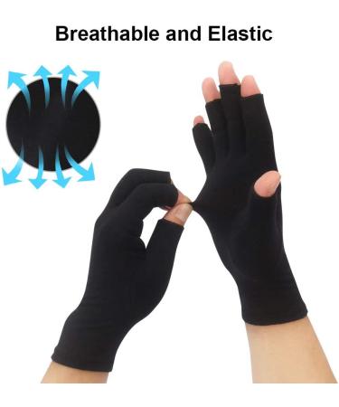 Arthritis Compression Gloves for Rheumatoid Osteoarthritis, Carpal Tunnel, Raynaud's - 2 Pairs, Black Medium - Men and Women - Fingerless Breathable Design - Buy Online on GoSupps.com