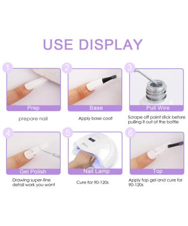 3Pcs Metallic Gold Gel Liner Nail Art Polish Set - Silver, White, and Gold | Thin Brush Painted Design | Soak off Curing for Nail Manicure Painting - 0.27 Fl Oz (Pack of 3) - Buy Online on GoSupps.com