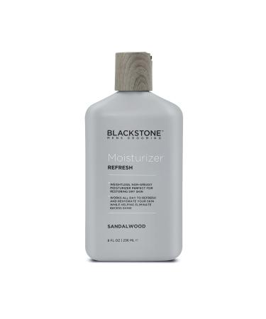 Blackstone Men's Grooming Refresh Facial Moisturizer with Vitamin E  Peppermint & Hyaluronic Acid - Lightweight & Non-Greasy | Restores Dry Skin | Paraben & Cruelty Free | USA Made  Sandalwood (8 oz)