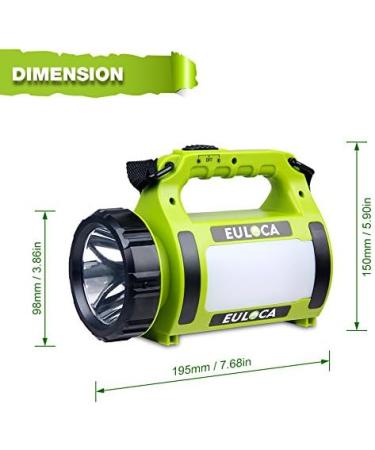 EULOCA Rechargeable CREE LED Spotlight | Multi-Function Camping Lantern & Power Bank | Waterproof Searchlight for Emergency, Hiking & Home | USB Cable Included (2600mAh) - Buy Online on GoSupps.com