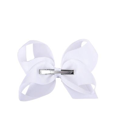 DEEKA 6 Inch White Grosgrain Ribbon Hair Bow Alligator Clips - 12 PCS Hair Accessories for Girls - Buy Online on GoSupps.com