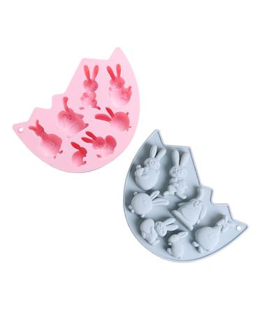 Alipis 2pcs Rabbit Baking Mold Lollipop Mold Pudding Crystal Silicone Cake Mold Fried Baking Supplies