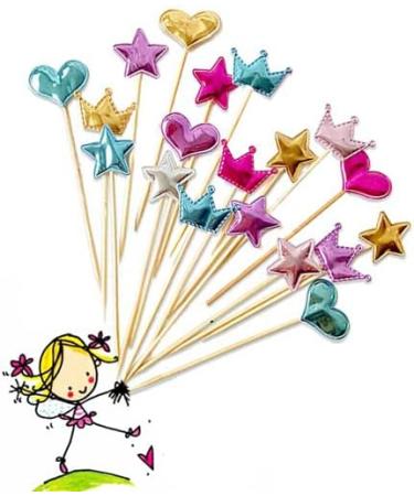 50 PCS Glitter Heart Cupcake Toppers Little Star Cupcake Toppers Wedding Engagement Shower Birthday Party Colorful Cake Decorations Supplies - Buy Online on GoSupps.com