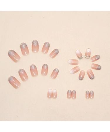 Shop Kquee Nest Color Gradient Pink Acrylic Press-On Nails - Medium Almond Shape Glitter Sequin Full Cover - 24PCS Shiny Fake Nails for Instant Glam - Buy Online on GoSupps.com