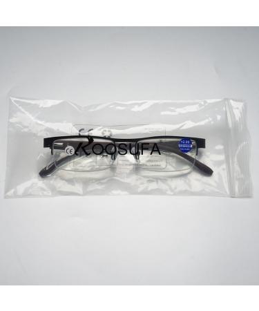 Koosufa Metal Reading Glasses - Classic Semi-Circular Design for Men & Women - 3 Pack in Black Brown Gray - 1.5x Magnification - Buy Online on GoSupps.com