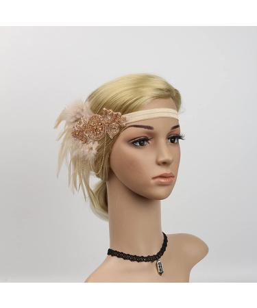 FRCOLOR 1920s Flapper Headpiece 1920s Flapper Headband Rhinestone Hair Band Headpiece Head Accessories Party Headband Champagne - Buy Online on GoSupps.com