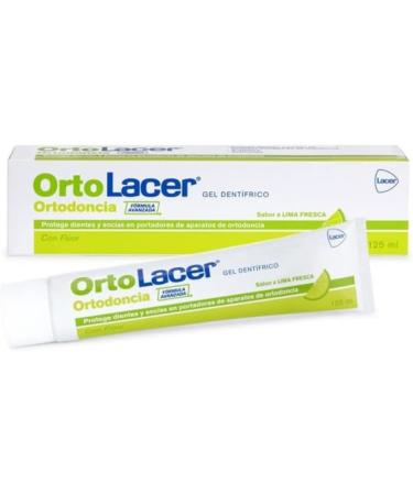 LACER SAU ORTOLACER Toothpaste Gel 125 ml for orthodontic appliances protects tooth enamel triple protection protection against cavities decalcification and inflammation of the gums 125 ml Pack of 1