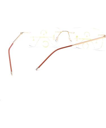 Buy Ultralight Rimless Progressive Multifocal Reading Glasses - Dual-use Anti-Fatigue Gold 1.5 Diopters for Comfortable Vision - Buy Online on GoSupps.com