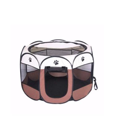 BODISEINT Portable Pet Playpen, Dog Playpen Foldable Pet Exercise Pen Tents Dog Kennel House Playground for Puppy Dog Yorkie Cat Bunny Indoor Outdoor Travel Camping Use Medium Coffee - Beige