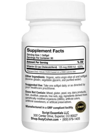 Suzy Cohen Script Essentials Vitamin D3 5000 IU - Boost Your Health with Superior Quality Supplement - Buy Online on GoSupps.com