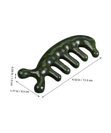 Jade Scalp Massager & Acupuncture Comb | Wood Gua Sha Tool for Head Massage | 3D Tablets 11.50x4.50cm Green - Shop Internationally - Buy Online on GoSupps.com