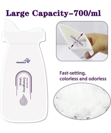 20 Disposable Urine Bags - 700ml Portable Camping Urinals for Emergencies Travel and Hiking - Ideal for Men Women and Pediatric Patients - Buy Online on GoSupps.com