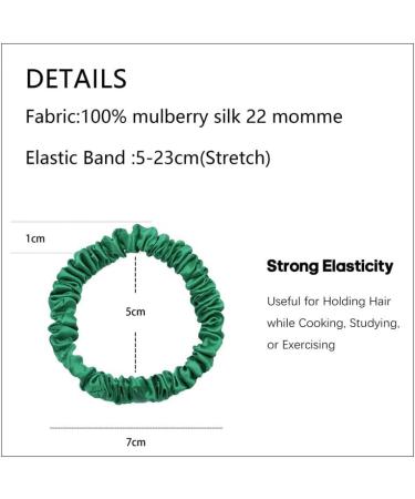 Townssilk Silk Skinnie Hair Bobbles - 100% Pure Mulberry Silk | 22 Momme | Hair Friendly Luxury Elastic | Green - Pack of 5 - Buy Online on GoSupps.com