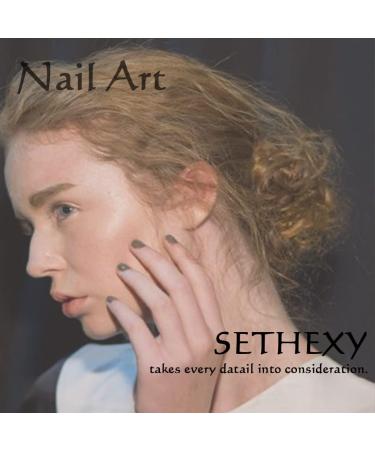 Sethexy Almond Shape False Nails 24st Swirl Acrylic Press-On Nails for Women & Girls in Black - Buy Online on GoSupps.com
